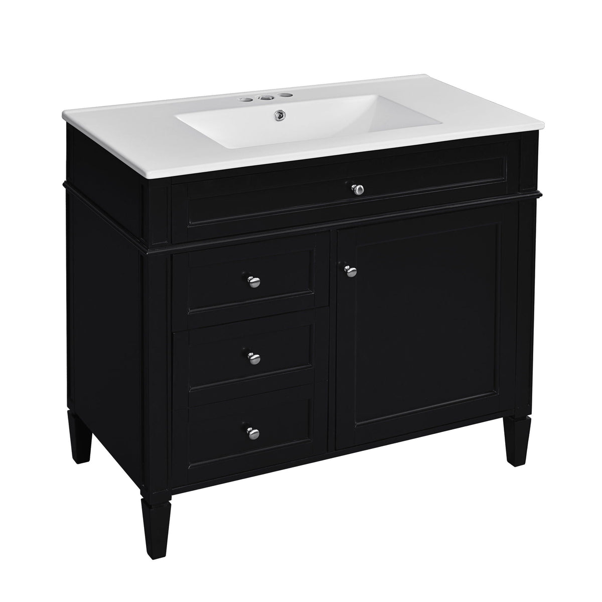36" Bathroom Vanity with Ceramic Sink and Storage Drawers - Multiple Colors