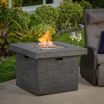 Anchorage Wood Square Fire Pit with 40,000 BTU - Gray