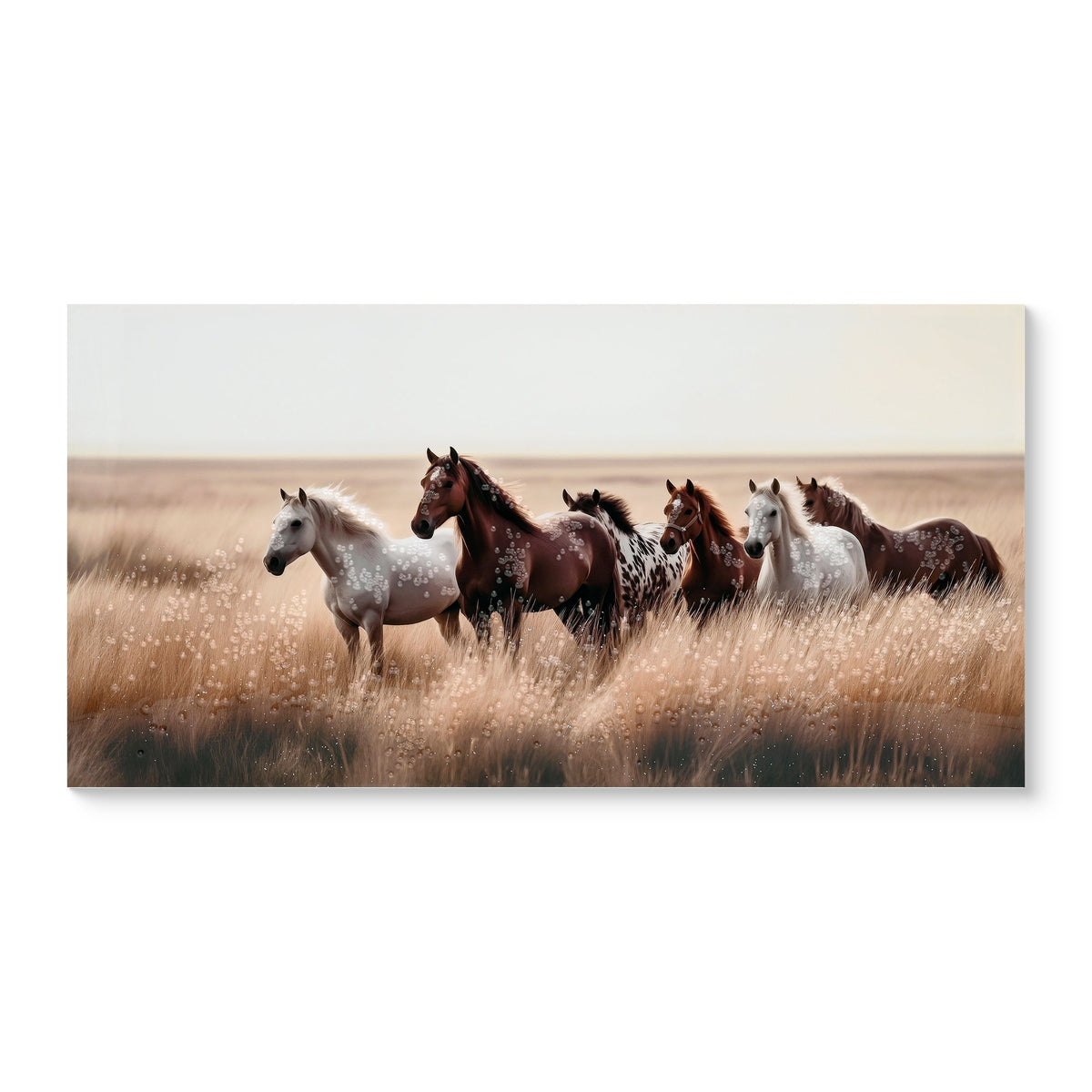 Rustic Horses Wall Art Set with Western Canvas Print - Multi