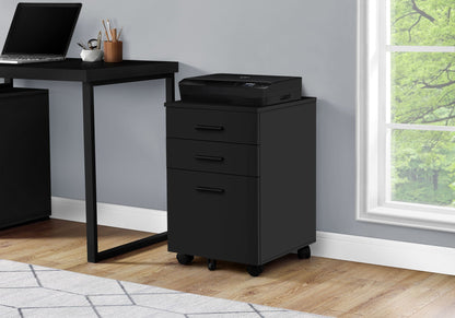 Contemporary Rolling File Cabinet with Storage Drawers - Black or White