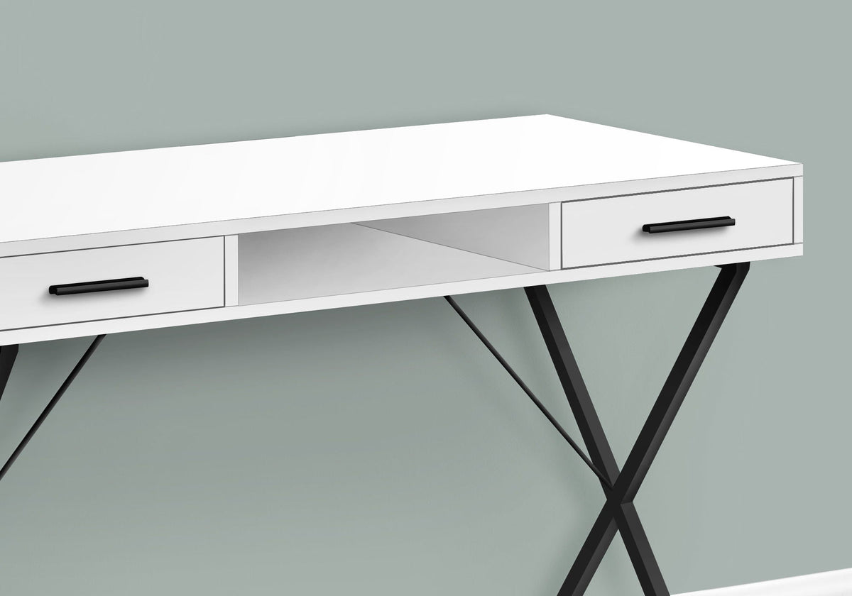 Contemporary Computer Desk with Storage Drawers - Metal & Wood