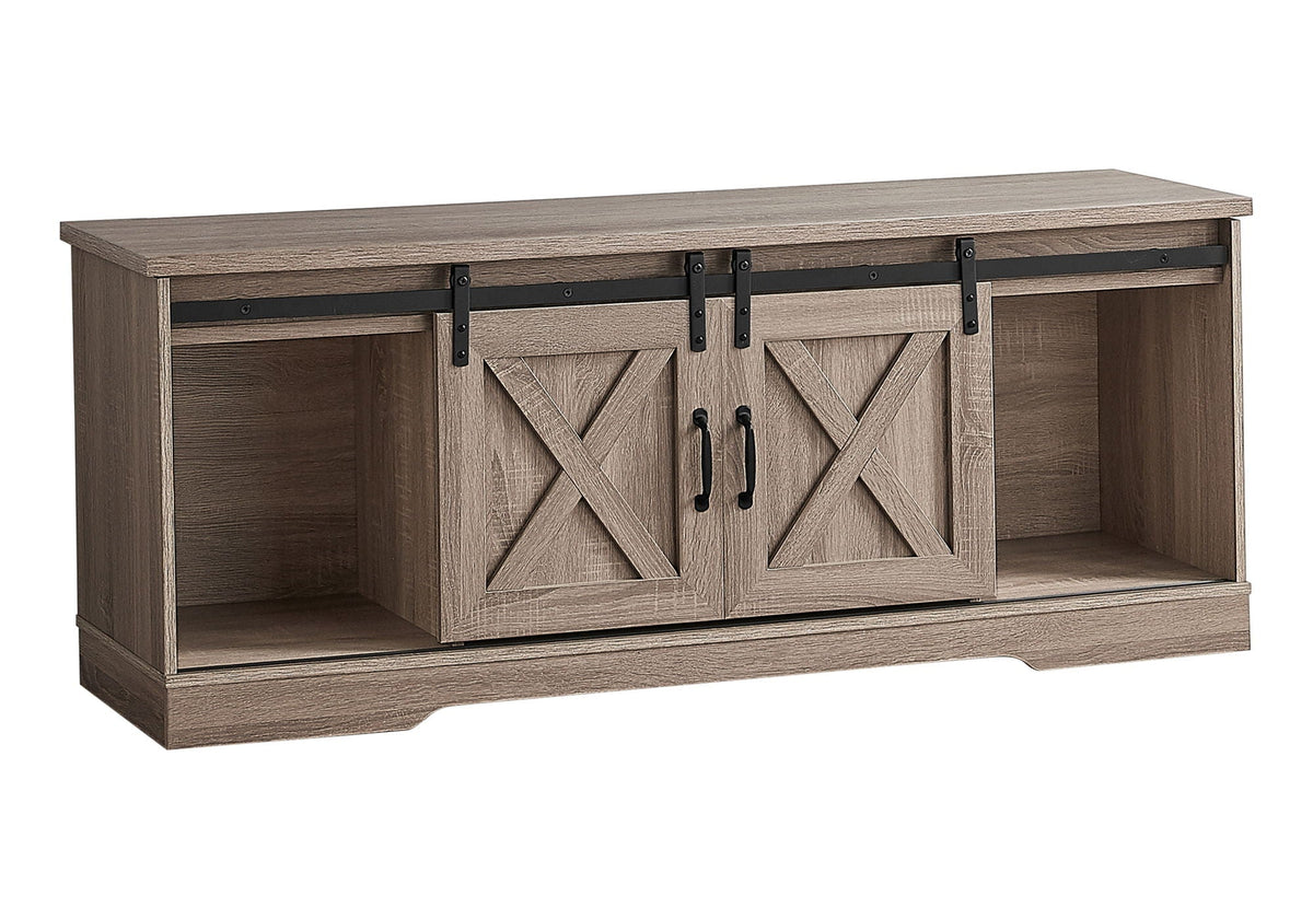 Transitional TV Stand Console with Barn Doors - Light Brown, Dark Gray, or Pearl Silver
