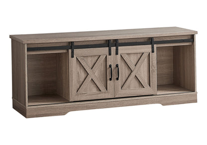 Transitional TV Stand Console with Barn Doors - Light Brown, Dark Gray, or Pearl Silver