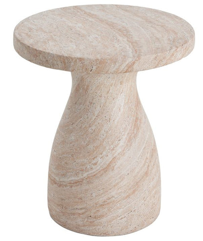 Lightweight Travertine Side Table with Weatherproof Finish – Black or Beige