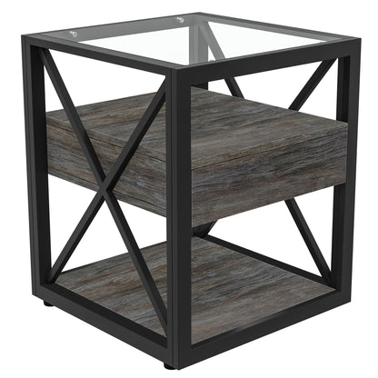 Modern End Tables with Drawer - Set of 2 Nightstands