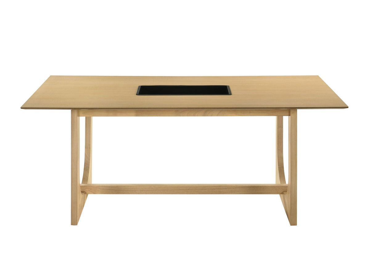 Blayde Natural Wood Dining Table with Double U-Shaped Base - Light Brown