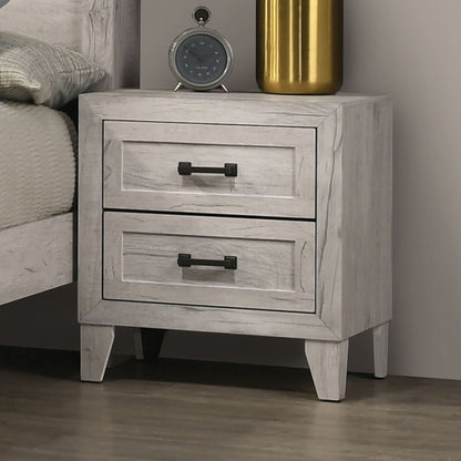 White Wash Bedside Table Nightstand with Melamine Top - White Wash