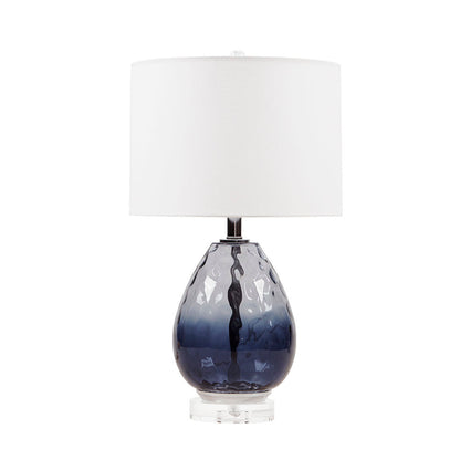 Ombre Glass Table Lamp with Blue Glass Base and Drum Shade