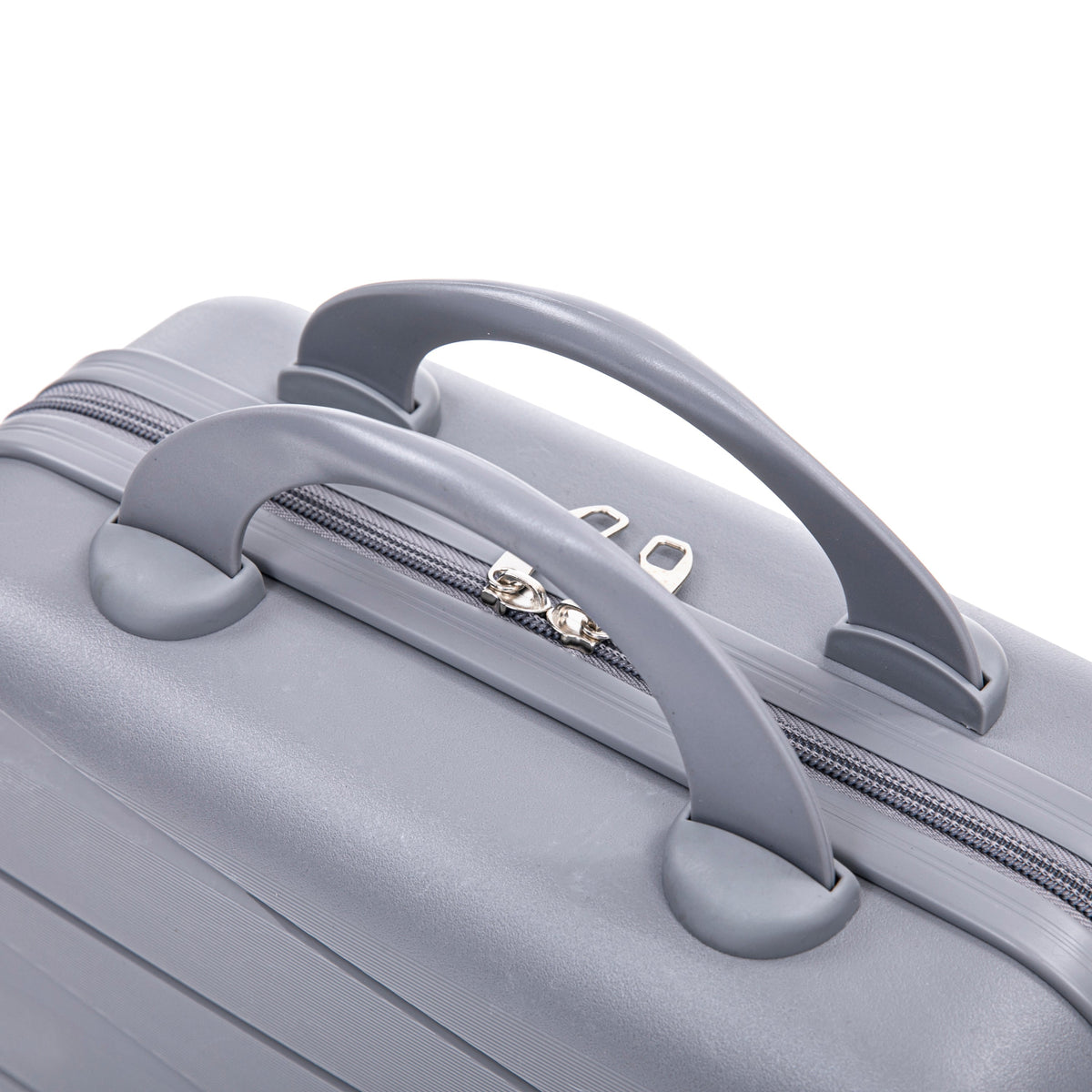 4-Piece Polypropylene Luggage Set with Spinner Wheels and Cosmetic Case - Light Gray