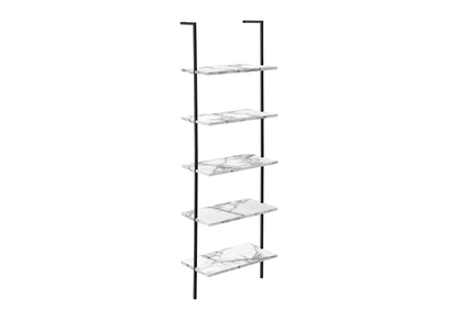 5-Tier Ladder Bookshelf with Marble Look Surface - White or Black