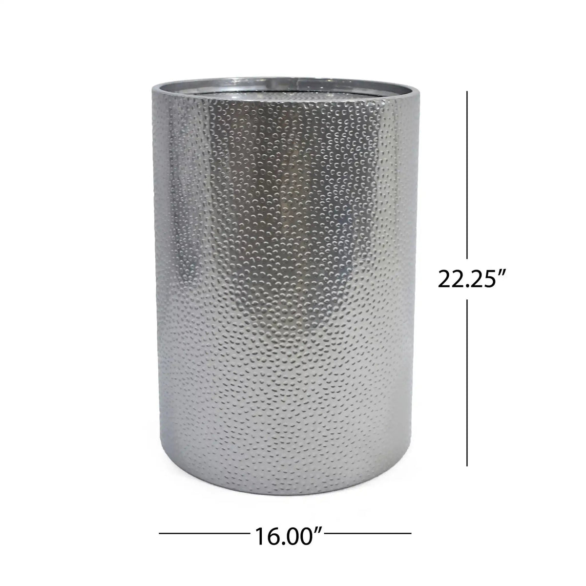 Modern Round Accent Table with Hammered Surface - Pearl Silver or Gold