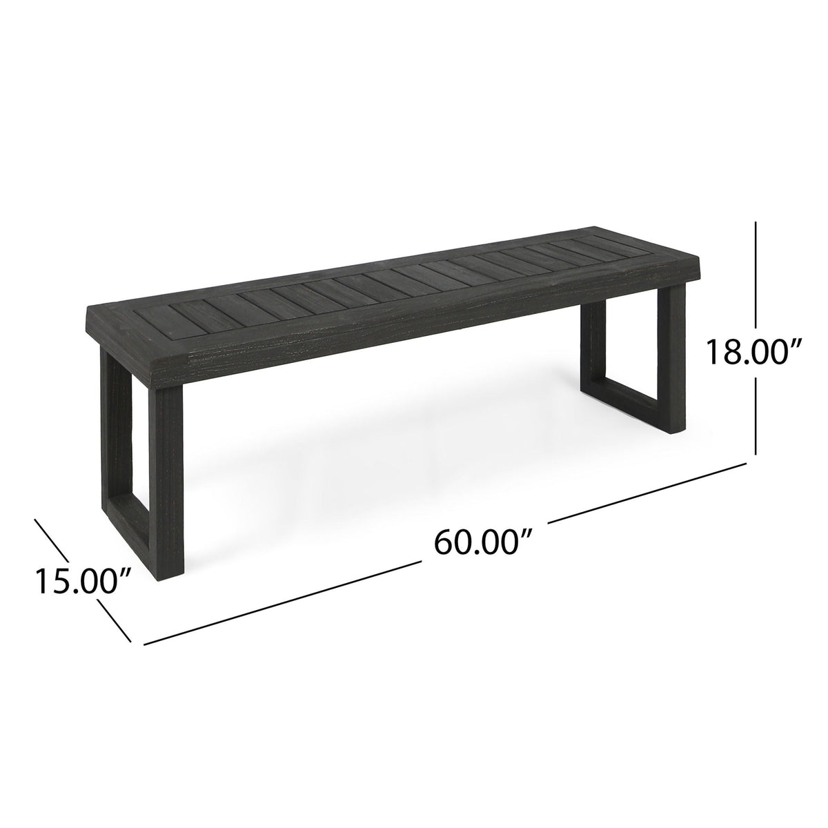 Outdoor Bench with Slat Panel Top and Base - Dark Gray