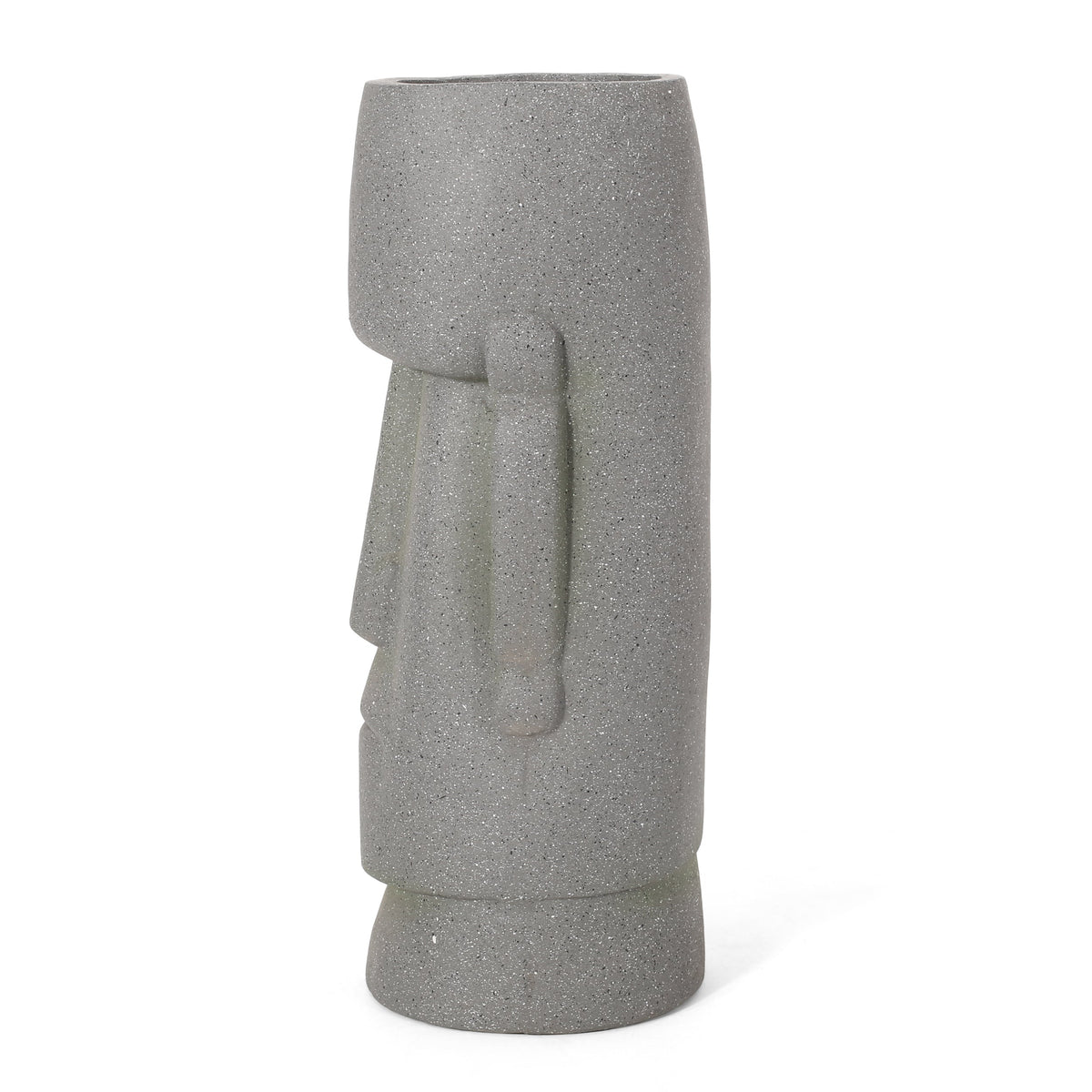 Stone Gray Flower Planter with Textured Cast Stone Finish - Tall