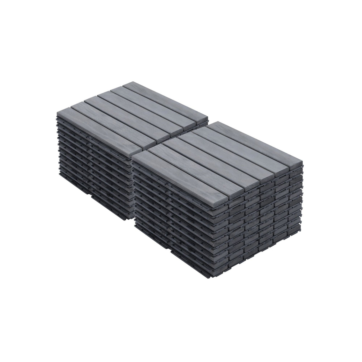 Striped Interlocking Deck Tiles with Waterproof Design - Brown, Gray, Light Brown