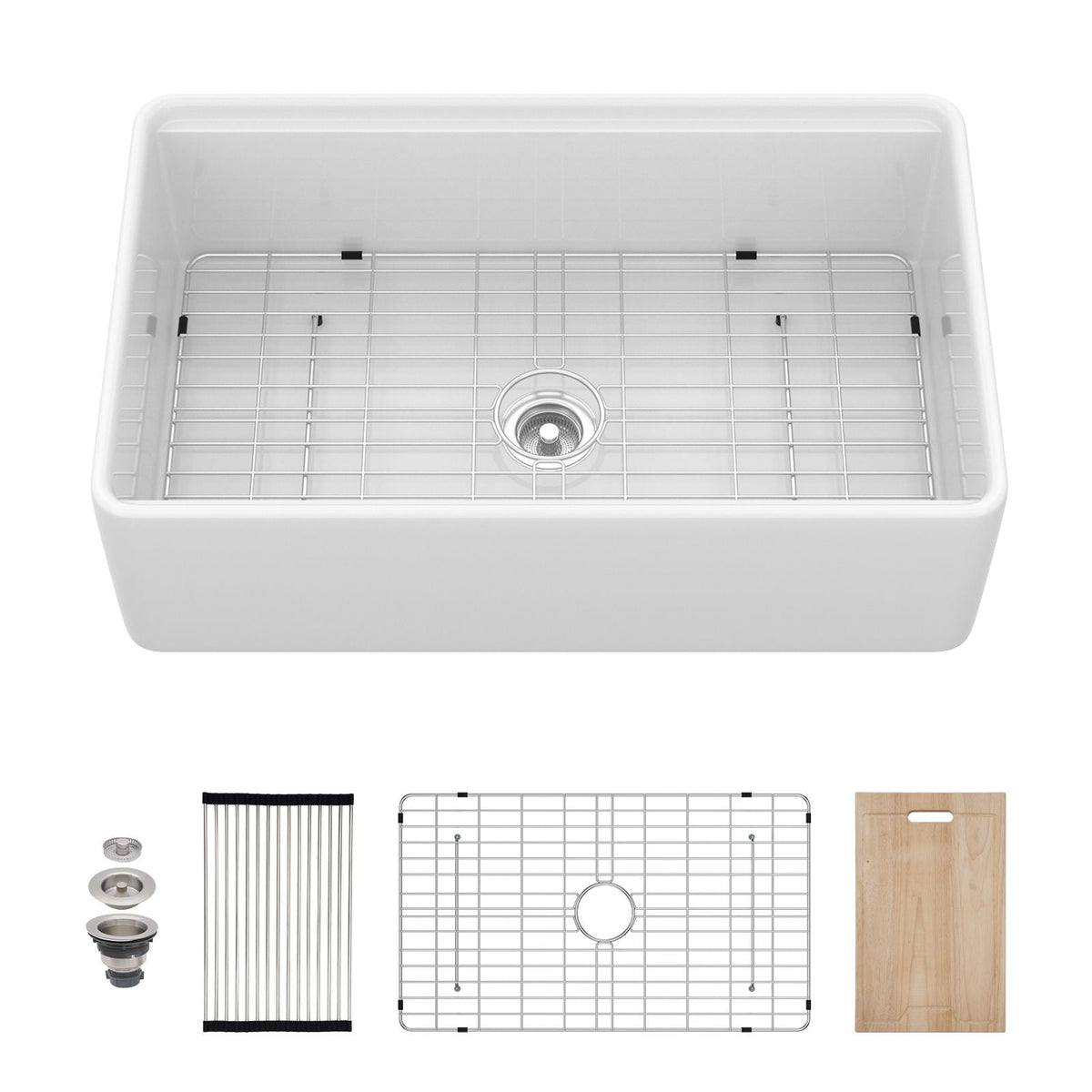 Single Bowl Kitchen Sink Workstation with Accessories - White