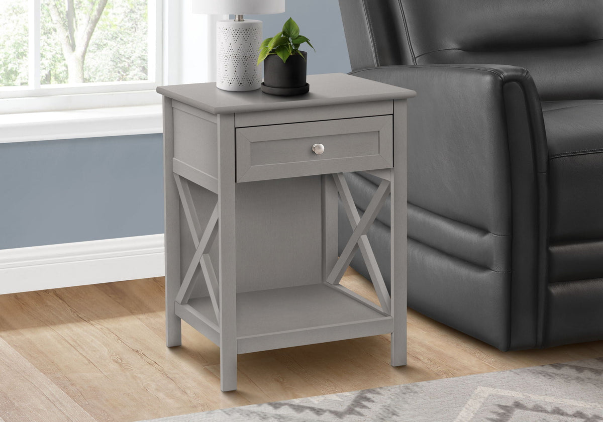 Accent End Table with Storage Drawer - Transitional Style - Black, White, or Dark Gray