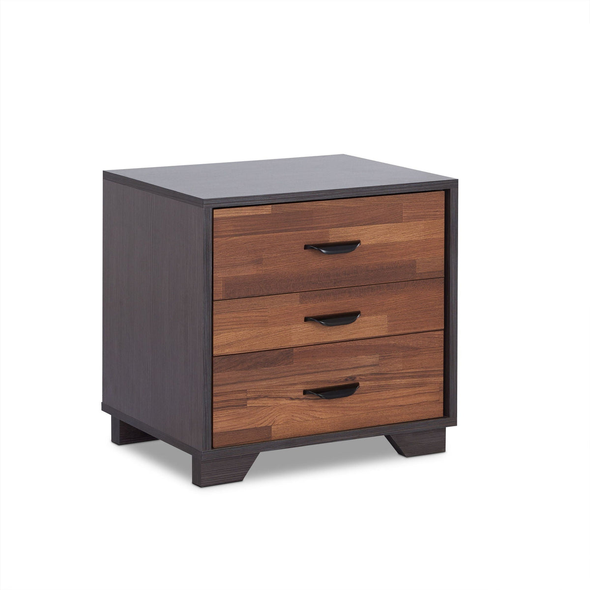 Walnut Espresso Accent Nightstand with Three Drawers - Dark Brown