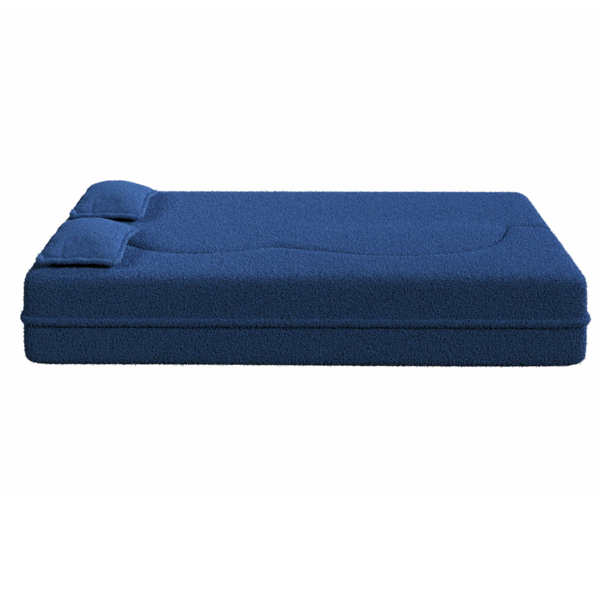 Modern Floor Futon Sofa Bed with Teddy Fabric and Two Pillows - Multiple Colors