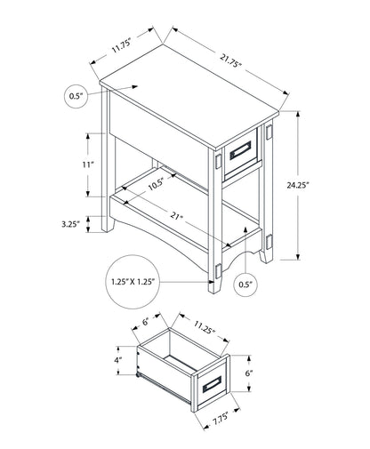 Walnut Accent End Table with Storage Drawer - 2 Tier