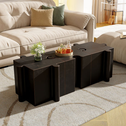 3-Piece Artistic Puzzle Coffee Table Set