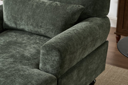 Modern Green Chaise Lounge Upholstered Sofa Recliner Chair with Solid Wood Frame