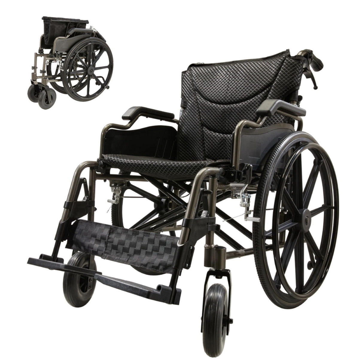 Lightweight Foldable Nursing Wheelchair with 300 lbs Capacity - Gray