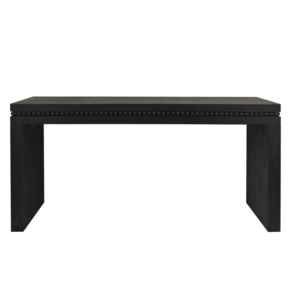 Modern Black Wood Console Table with Beaded Trim - 64in