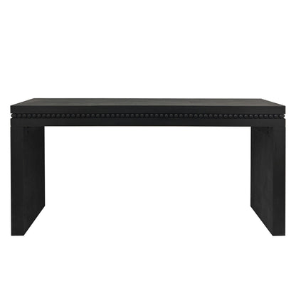 Modern Black Wood Console Table with Beaded Trim - 64in