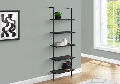 5-Tier Ladder Bookshelf with Marble Look Surface - White or Black