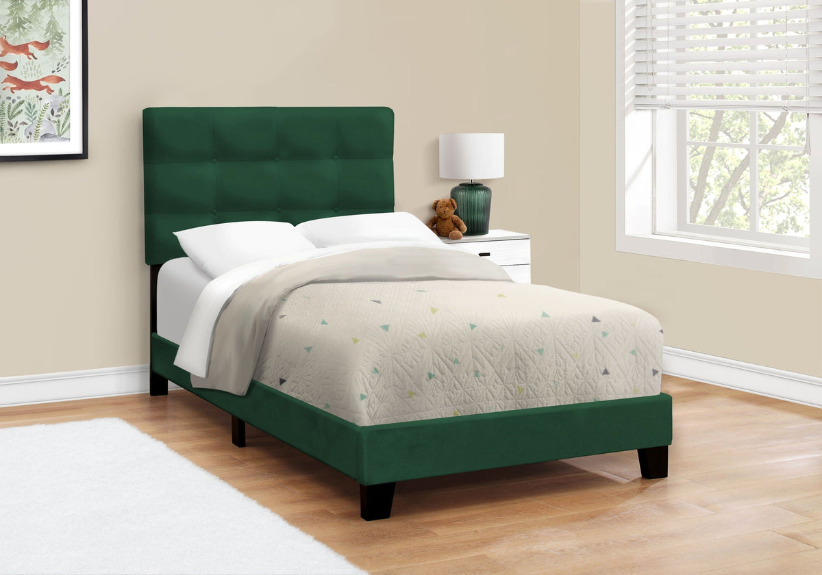 Transitional Upholstered Bed Frame with Tufted Fabric - Multiple Colors