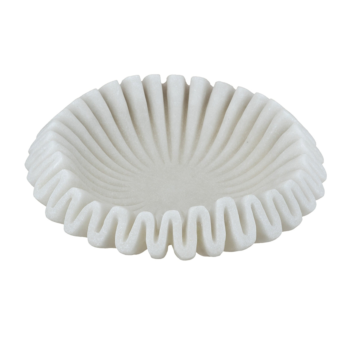 Wavy Sand and Resin Bowl with Textured White Finish - 9.6"