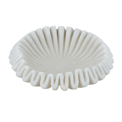 Wavy Sand and Resin Bowl with Textured White Finish - 9.6"