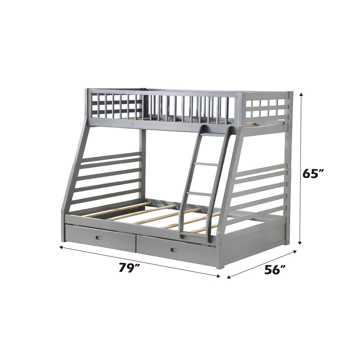 Jason Bunk Bed with Storage - Twin Over Full - White, Dark Gray, or Dark Brown