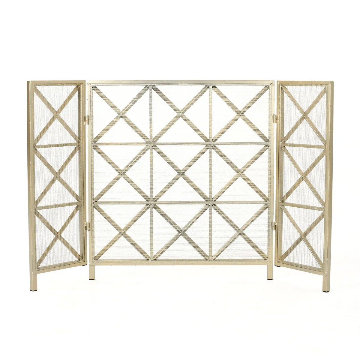 Margaret 3-Panel Iron Fireplace Screen with Adjustable Coverage - Gold