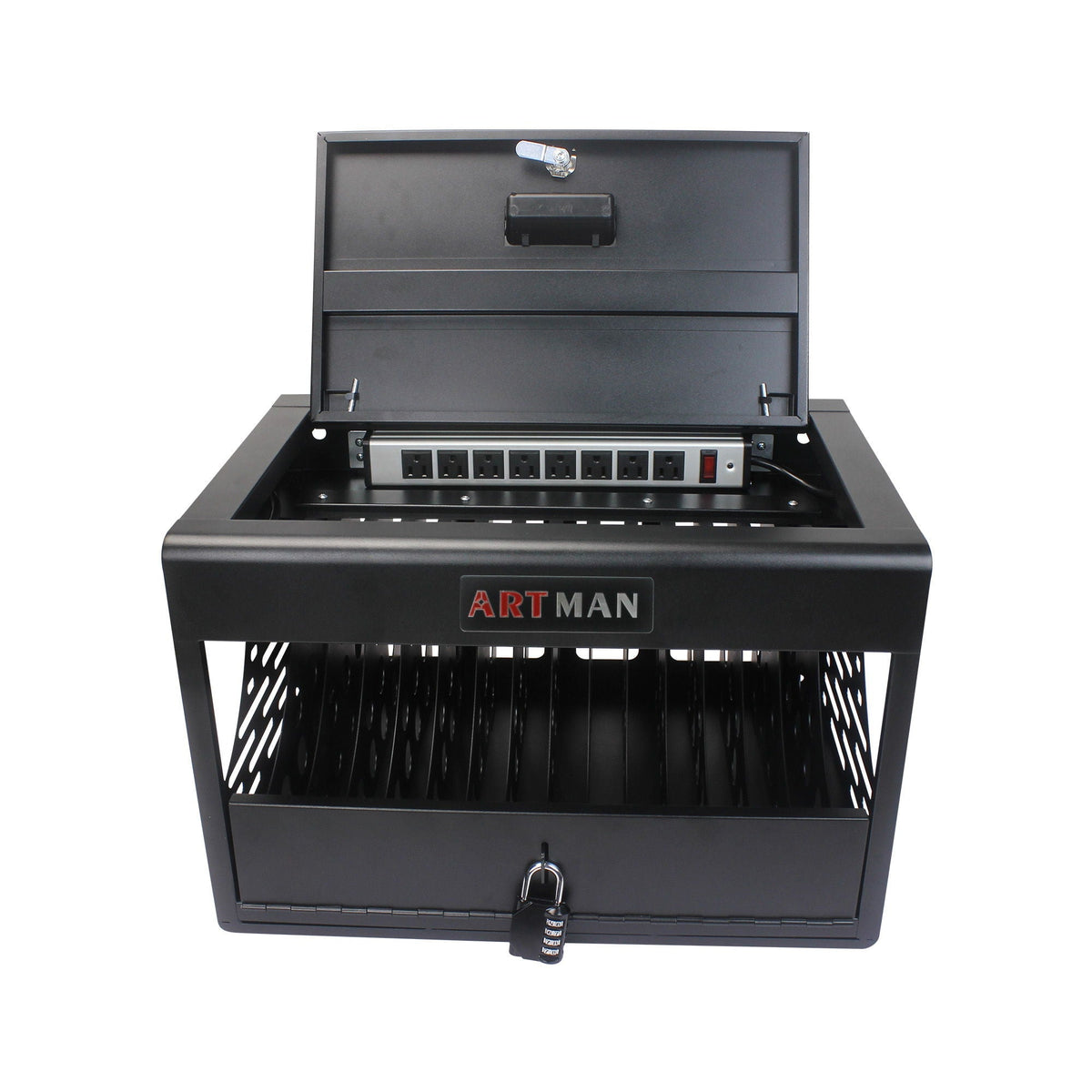 16 Bay Charging Cabinet with Locking Storage - White or Black