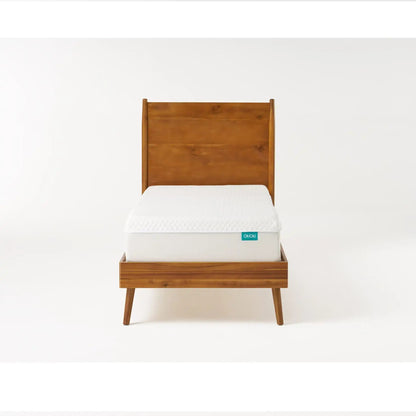 Mid-Century Solid Acacia Platform Bed with Metal Reinforcement - Light Brown