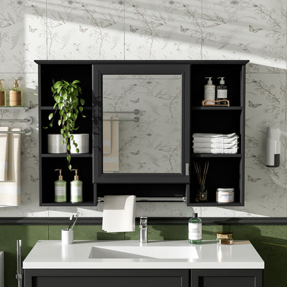 3-in-1 Modern Bathroom Mirror Cabinet with Adjustable Shelf - White or Black