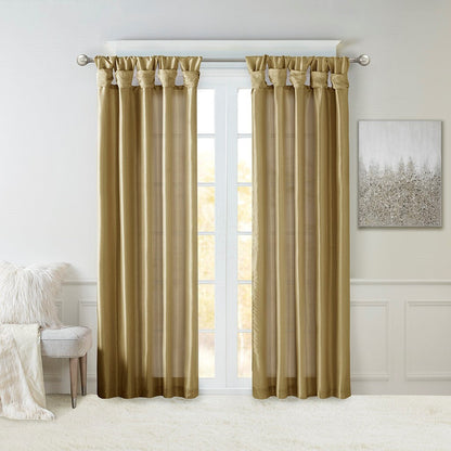 Twist Tab Lined Window Curtain Panel with DIY Twist Tabs - Bronze