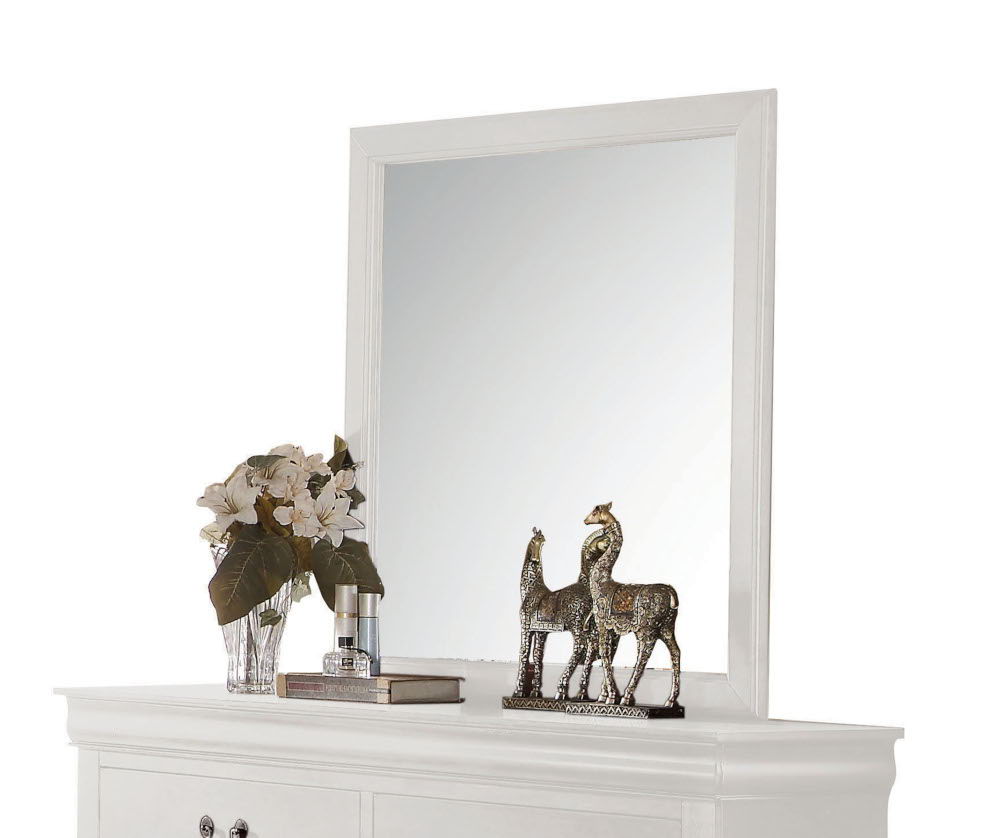 Louis Philippe Bedroom Mirror with Elegant Wood Frame - Dark Brown, Dark Gray, or White