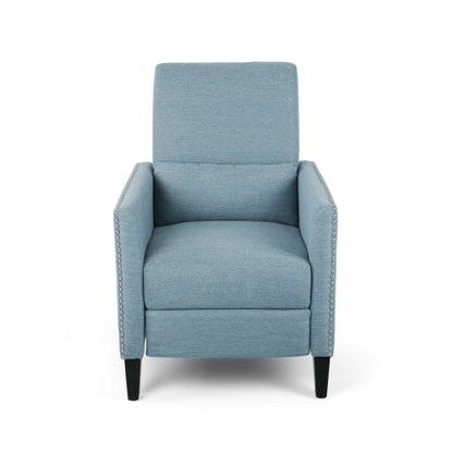 Repose Upholstered Recliner Chair with Nailhead Trim - Light Blue