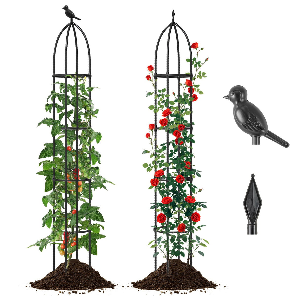 2-Pack Garden Obelisk Trellis for Climbing Plants-Black