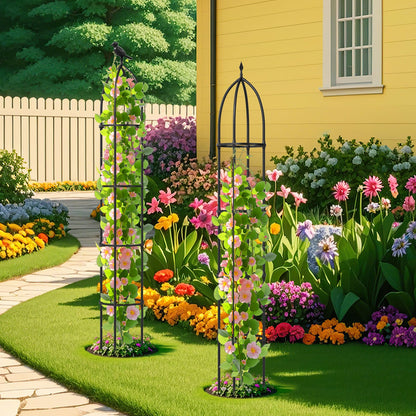 2-Pack Garden Obelisk Trellis for Climbing Plants-Black