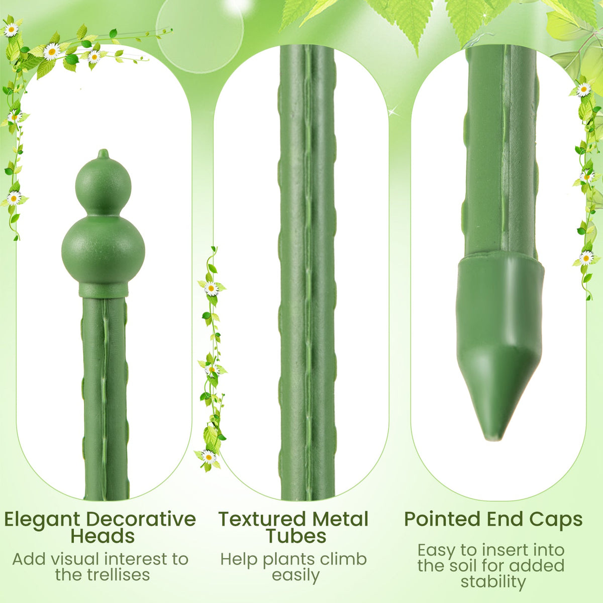 2-Pack Garden Trellis Tomato Cage with Adjustable Height-Green