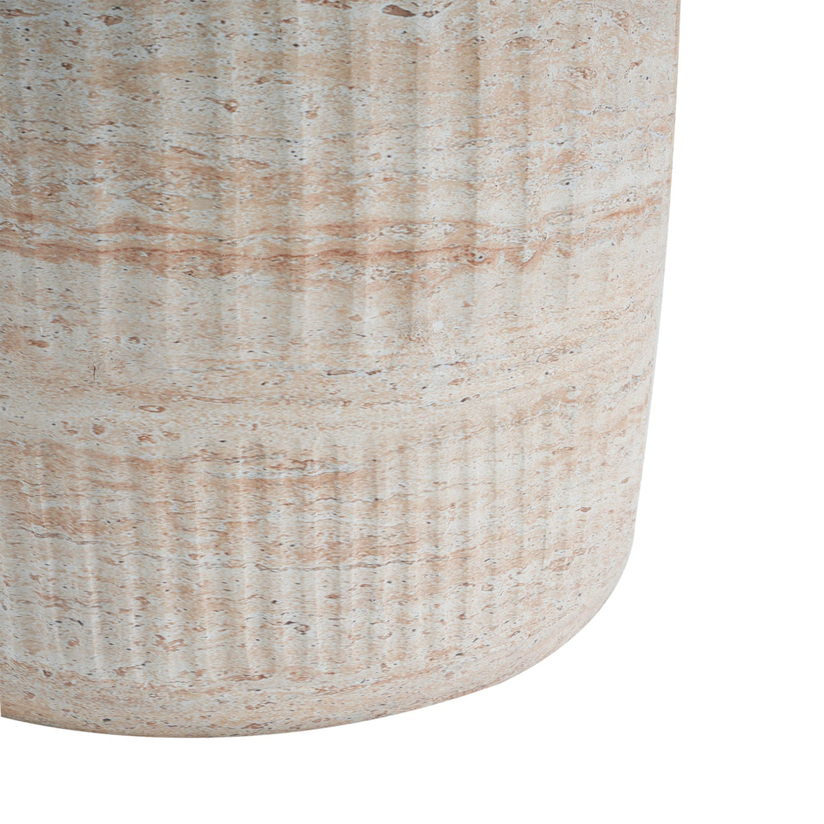 Lightweight Concrete Side Table with Travertine Finish - Beige