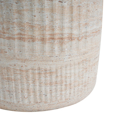Lightweight Concrete Side Table with Travertine Finish - Beige
