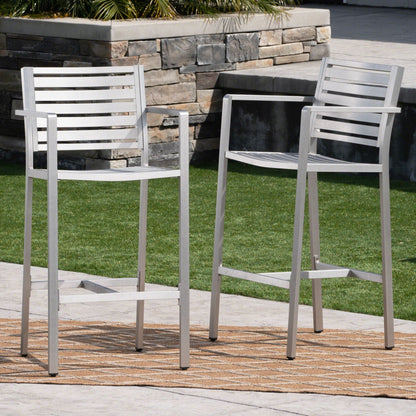 Outdoor Aluminum Rust Proof Barstools with Modern Design - Silver