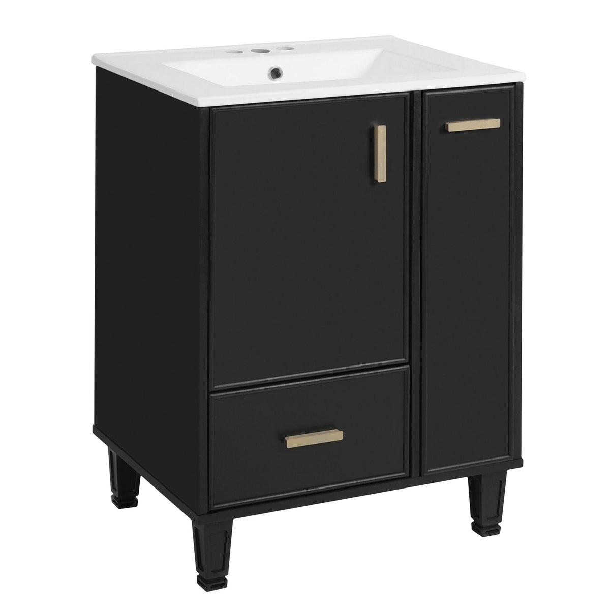 Bathroom Vanity with Ceramic Sink and Deep Storage - Multiple Colors