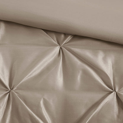 7 Piece Tufted Comforter Set in Taupe