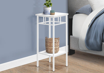 Square Accent Table with Wood Shelves - Black or White