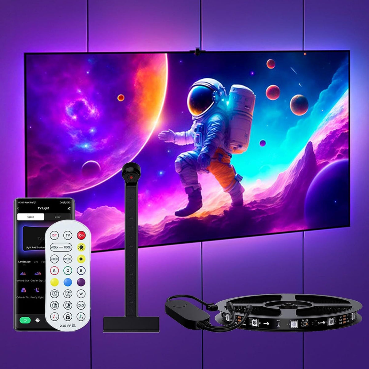 LED Light Strip Bluetooth Sync TV Background Ambient Light with Camera Color Matching